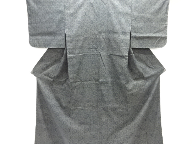 花唐草模様織り出し本場結城紬100亀甲着物(石下)